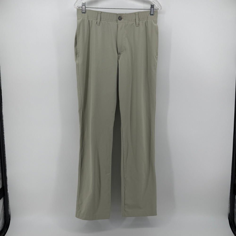 Under Armour Mens Golf Pants Khaki Tan Performance Stretch 32x32 Flat Front